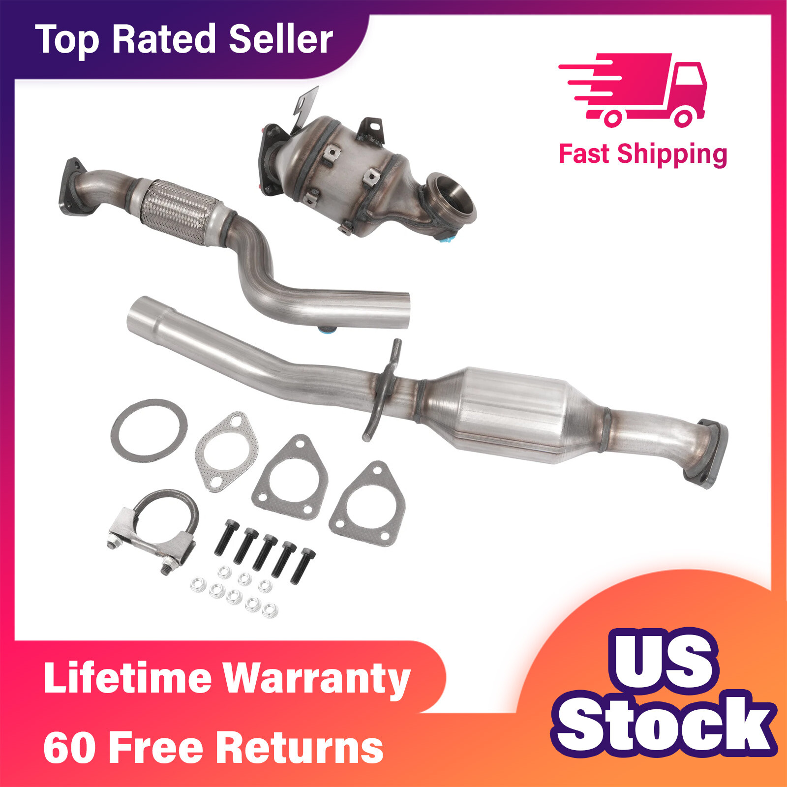 Front & Rear For 2011-2015 Chevrolet Cruze 1.4L l4 Turbo Catalytic Converters