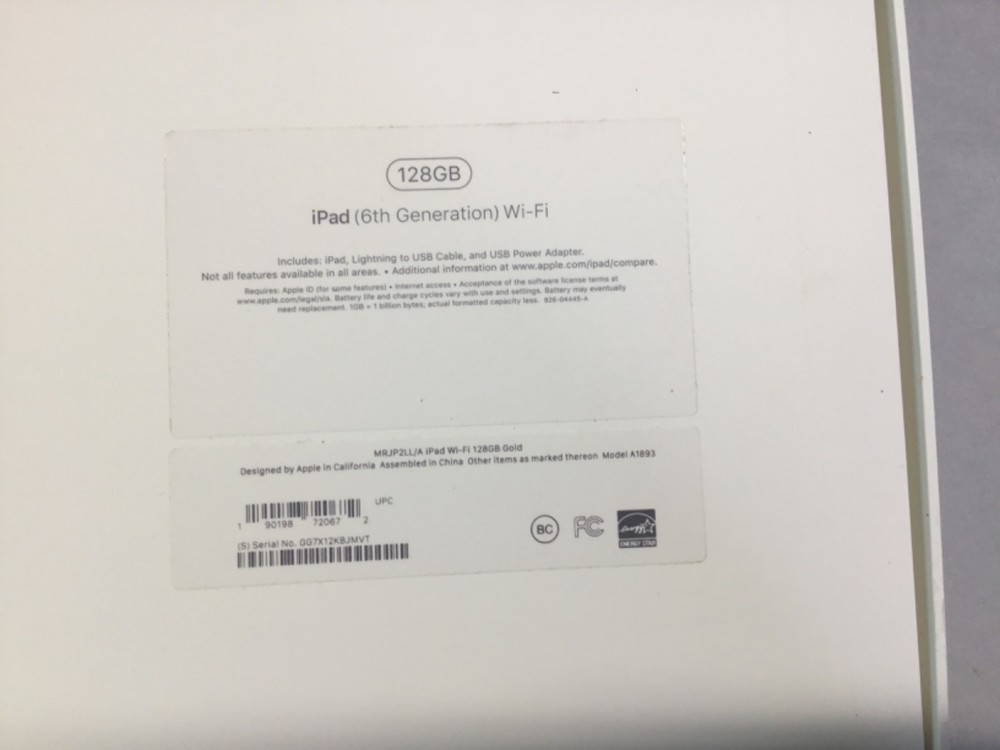 Apple iPad 6Th Generation 128GB Empty Box Only