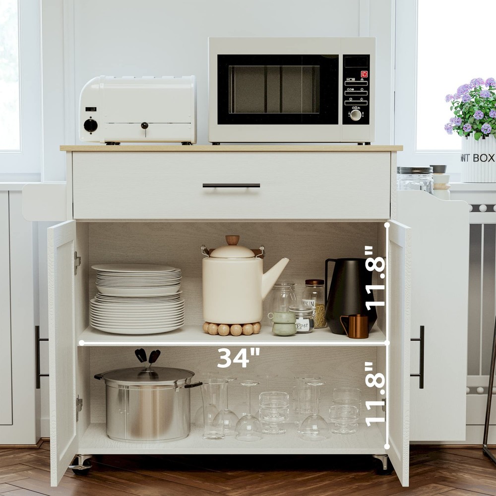 Kitchen Island with Storage, Rolling Kitchen Island on Wheels with Drop Leaf,...