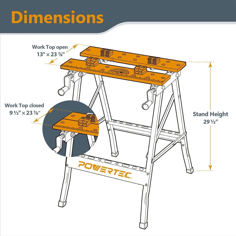 Multi-Functional Workbench with Adjustable Vise & 4 Bench Dogs - 220 lb Capacity