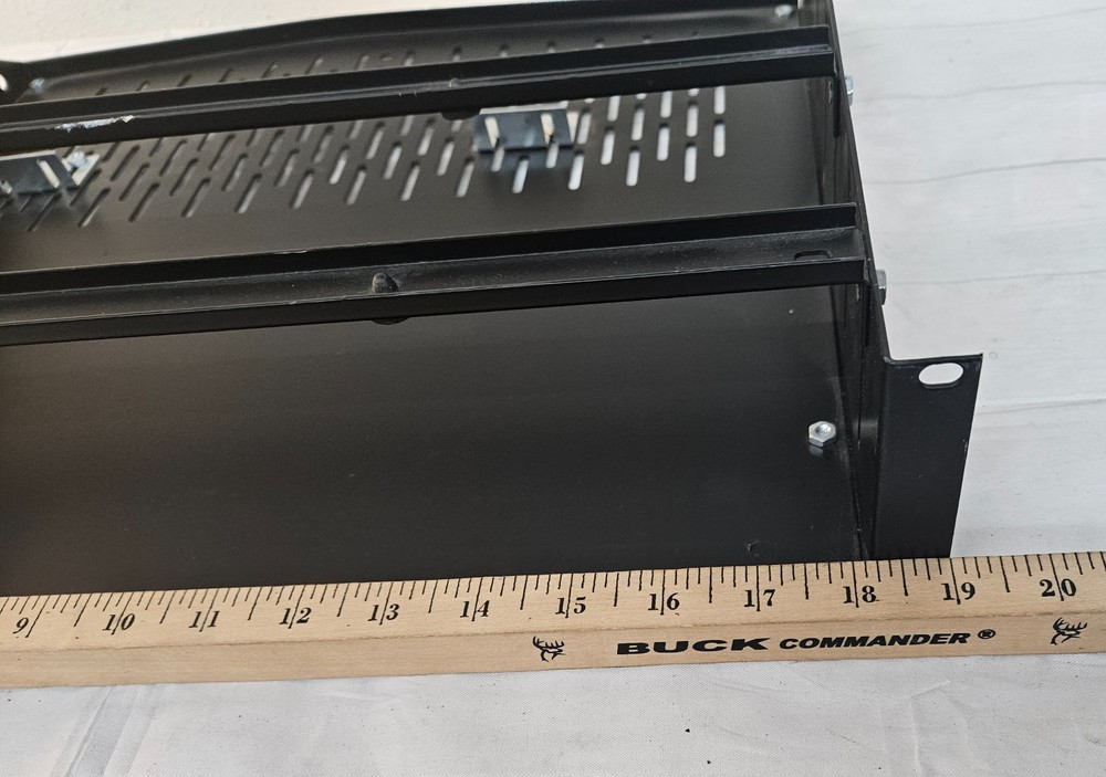 2U Audio or Server Rack Vented Shelf w Lock Down Bars