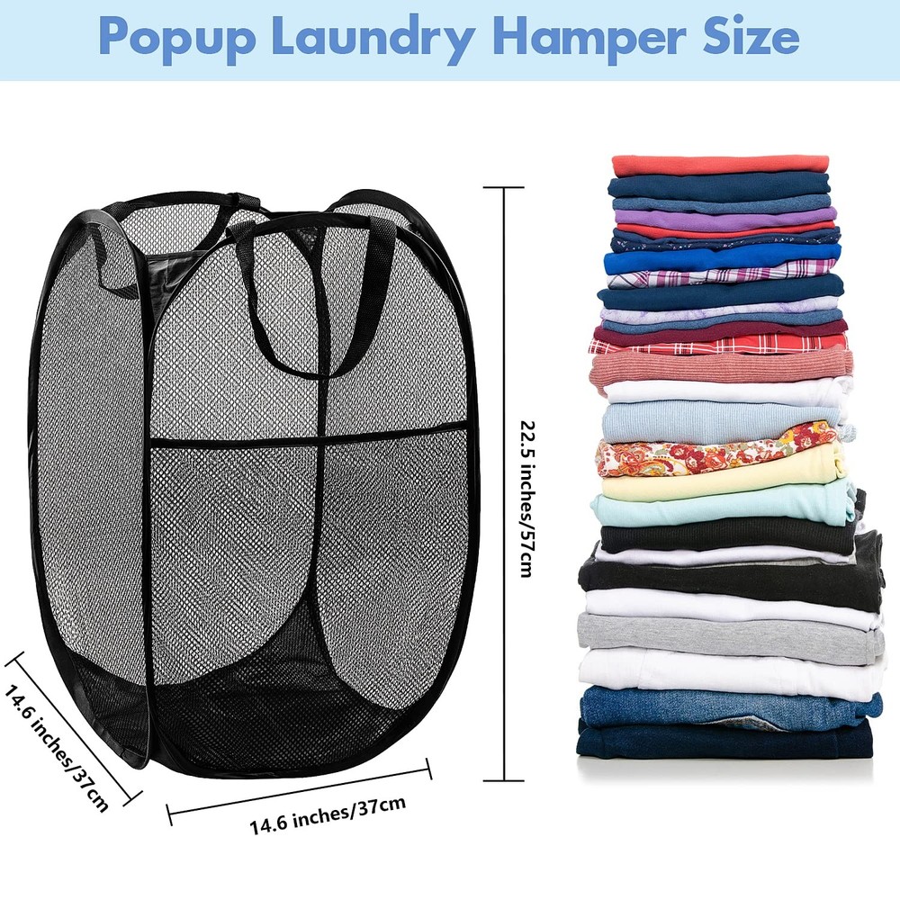 Pop Up Hamper, 1 PCS Mesh Pop Up Laundry Hamper, Foldable Mesh Laundry Basket...