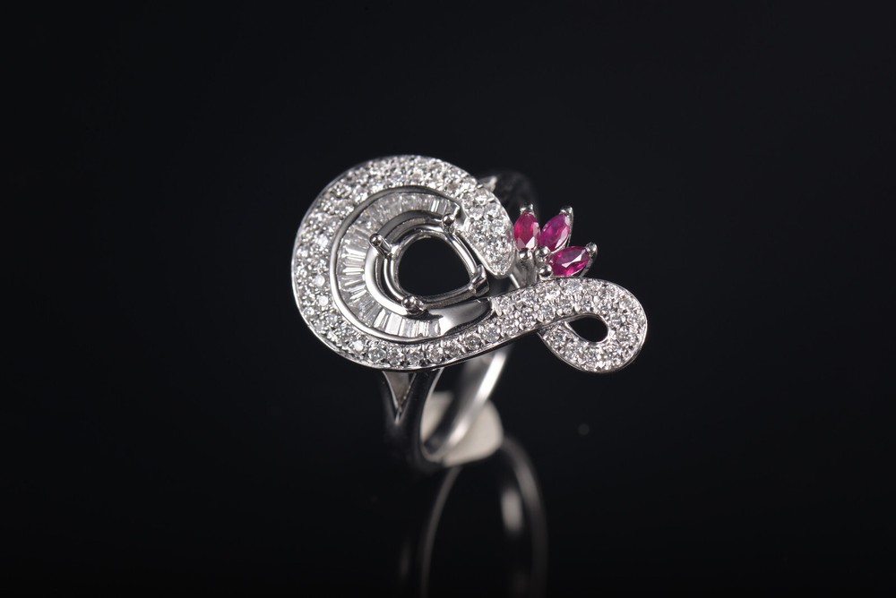 Pear Cut 5x6mm Solid 18K Gold Natural Diamond  Semi Mount Ring Setting