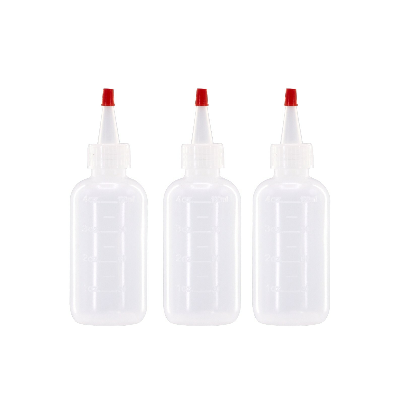 12 pack of 4oz (120mL) Plastic Boston Round Squeeze Bottles + Yorker Caps LDPE
