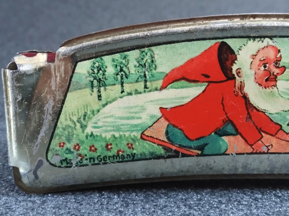 Antique Musical Harmonica 1930s Germany Dwarf Frog Jumping Grasshopper