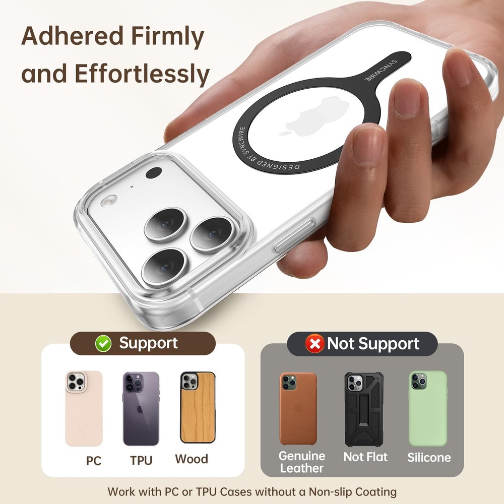 SYNCWIRE for MagSafe Sticker 3 Pack, Compatible with 2 Black+1 White