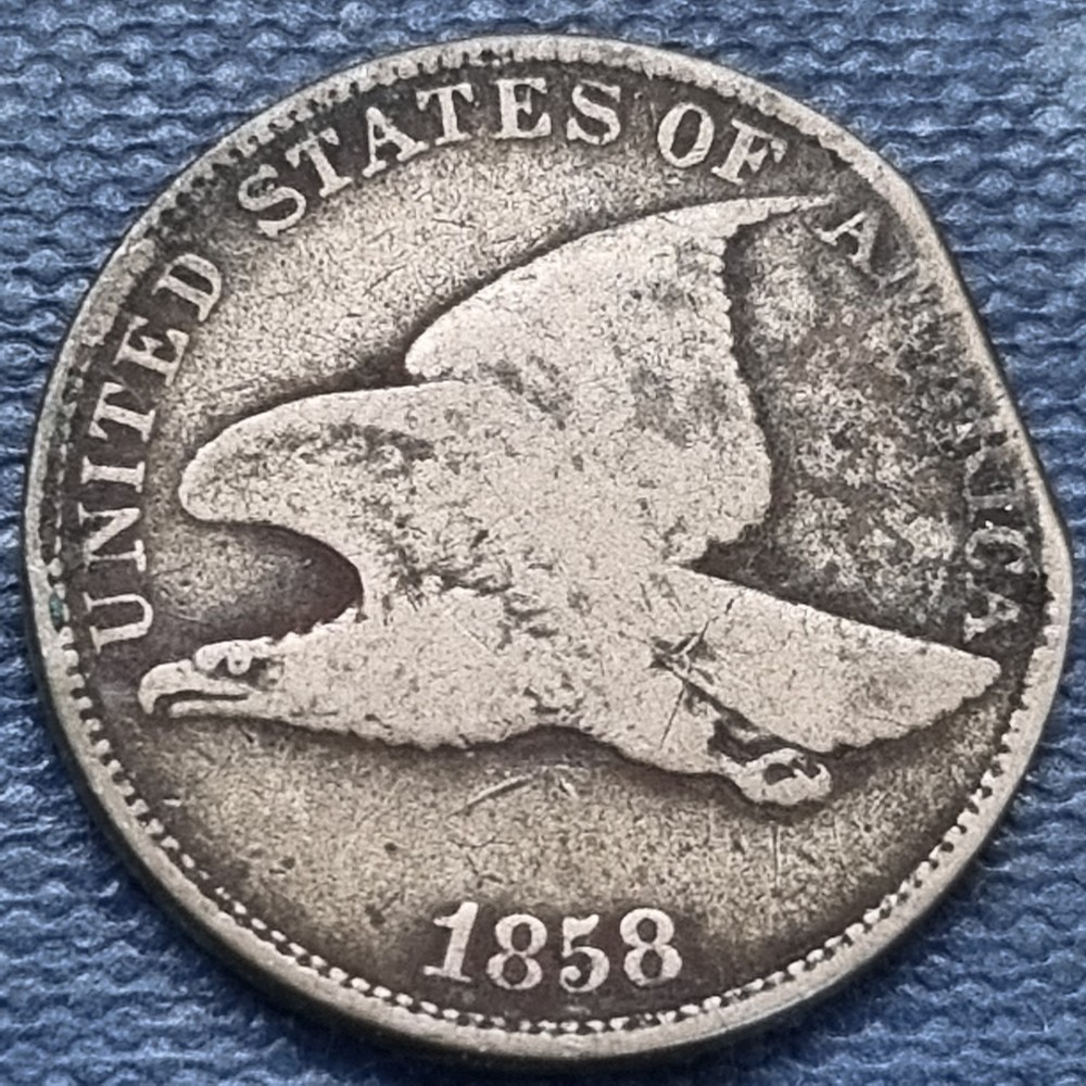 1858 Flying Eagle Cent 1c Better Grade Error Clipped #99253
