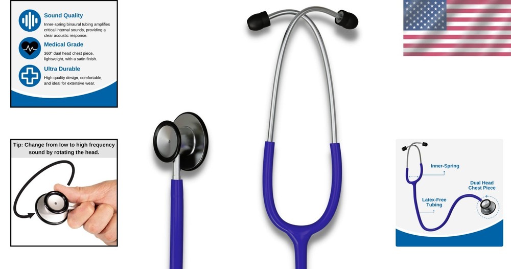 HCS Blue Dual Head Stethoscope - Lightweight, Durable & Comfortable for Nurses