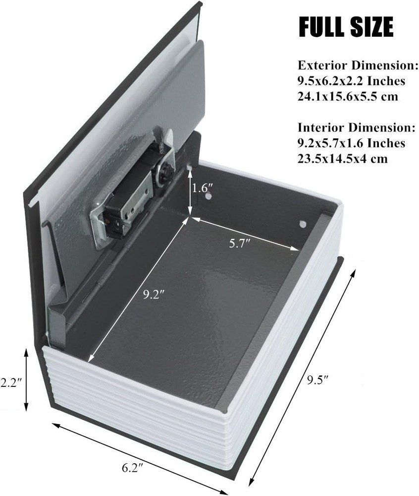 Large Home Office Book Safe with Code Lock - Stylish Metal Diversion Safe