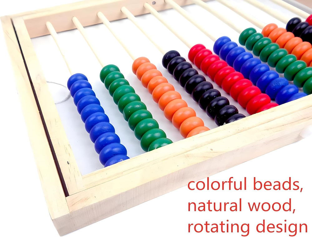 Wooden Counting Number Frame, 10 Rows Abacus for Kids Learning Math (11