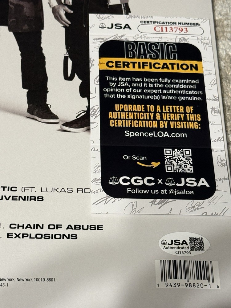 THREE DAYS GRACE SIGNED EXPLOSIONS GOLD VINYL LP - JSA COA