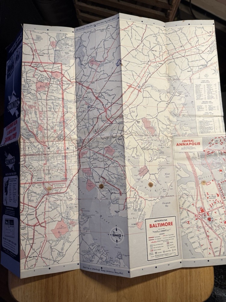 1963 Sunoco Road Map: Baltimore and Vicinity with Annapolis