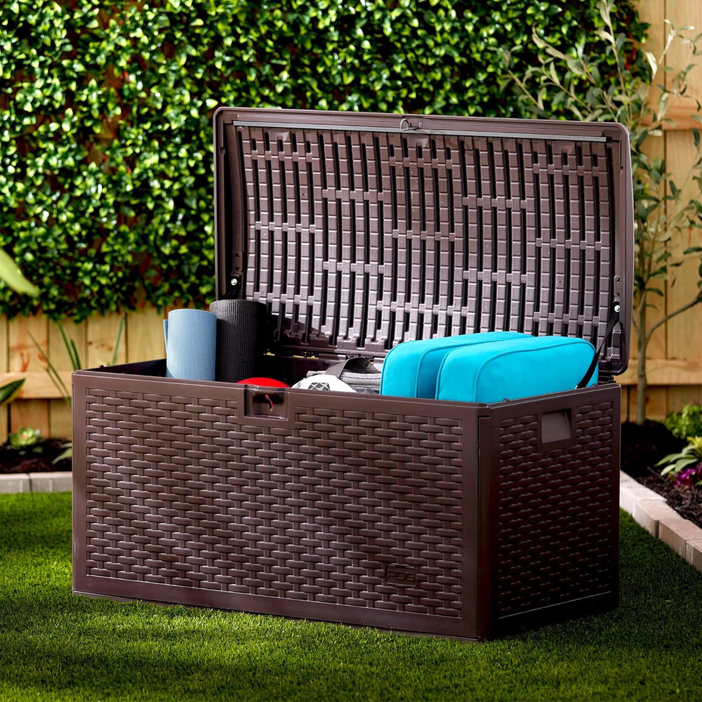 Outdoor Storage Deck Box, Standard Closure, 73 Gallon, Java
