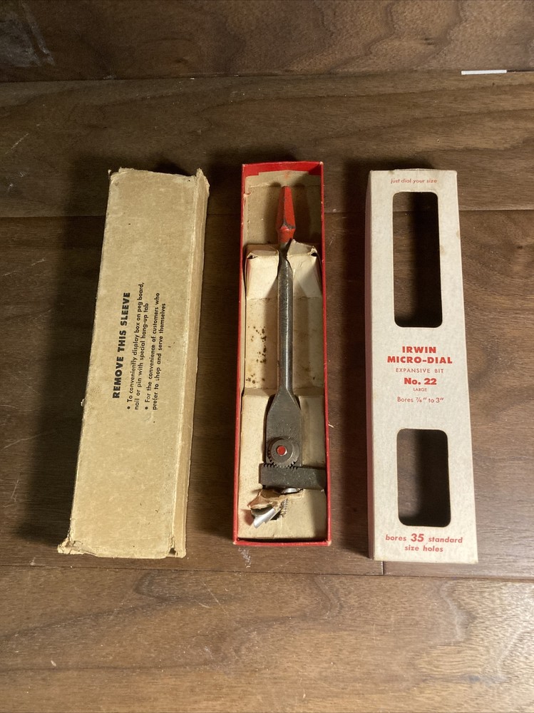 Antique Irwin Micro-Dial No. 22 Expansive Bit in Original Box w Insert