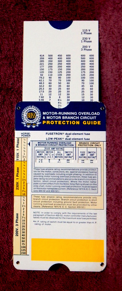 BUSS Motor Running Overload Prtection Guide 1975
