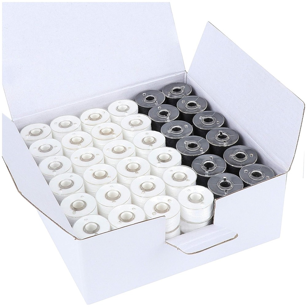 144pcs Prewound Bobbin Thread Set - 96White + 48Black