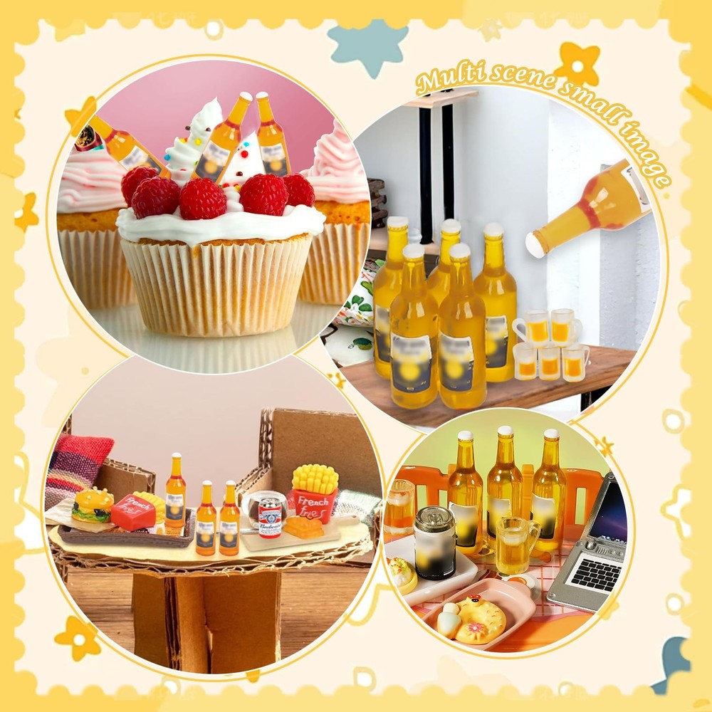 1:12 Scale 11 Pcs Miniature Beer Bottles and Cans Mini Small, Set E