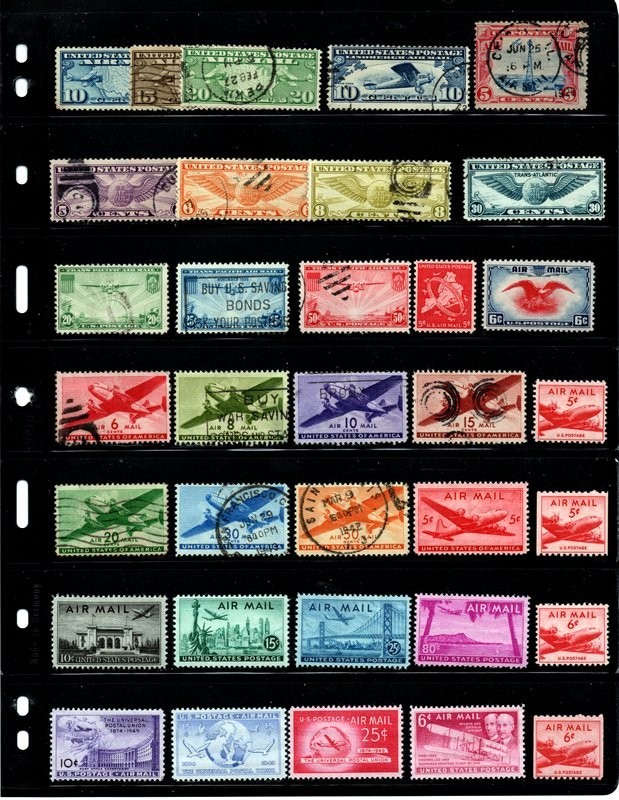 34 mint or used early airmail stamps several complete sets, FREE SHIPPING IN USA