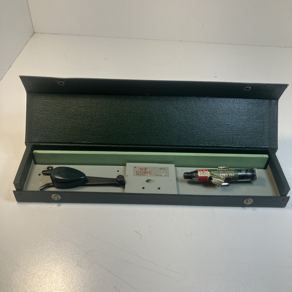 K&E KEUFFEL & ESSER DORIC DRAFTING LETTERING SET MODEL 8915 W/ CASE