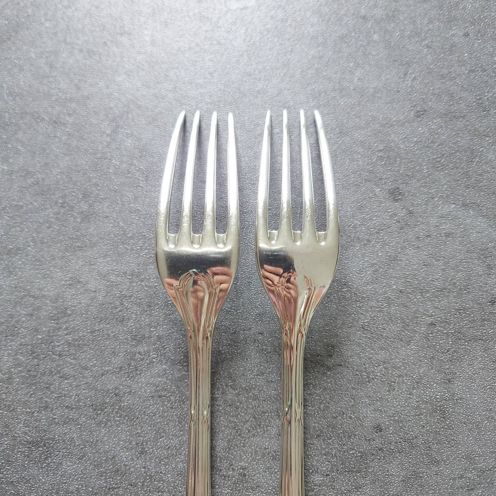 Christofle Rubans 2pcs Silverplate Flatware Dessert Fork Excellent