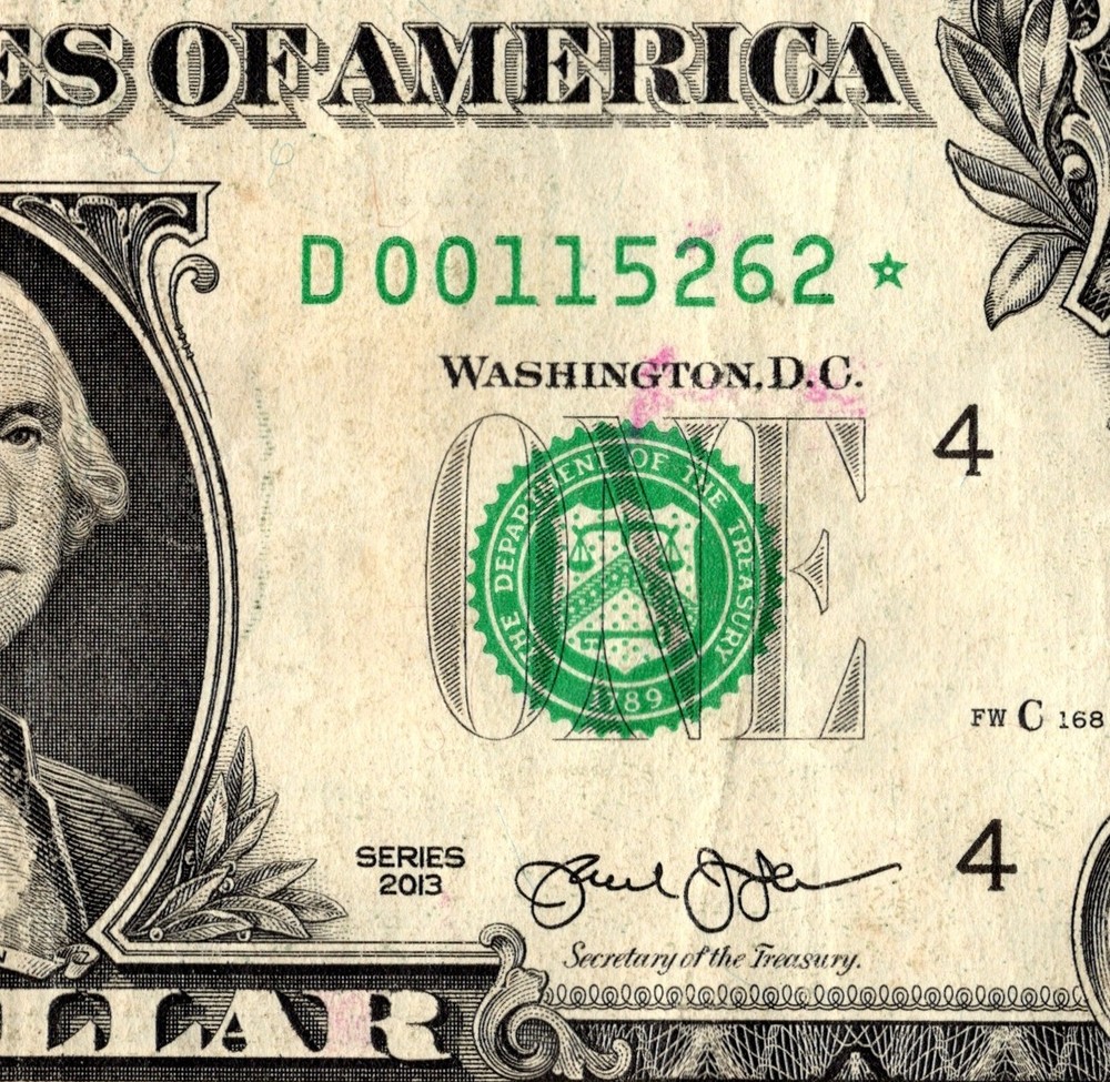 2013 D Star note Fancy Serial Number Regular Run