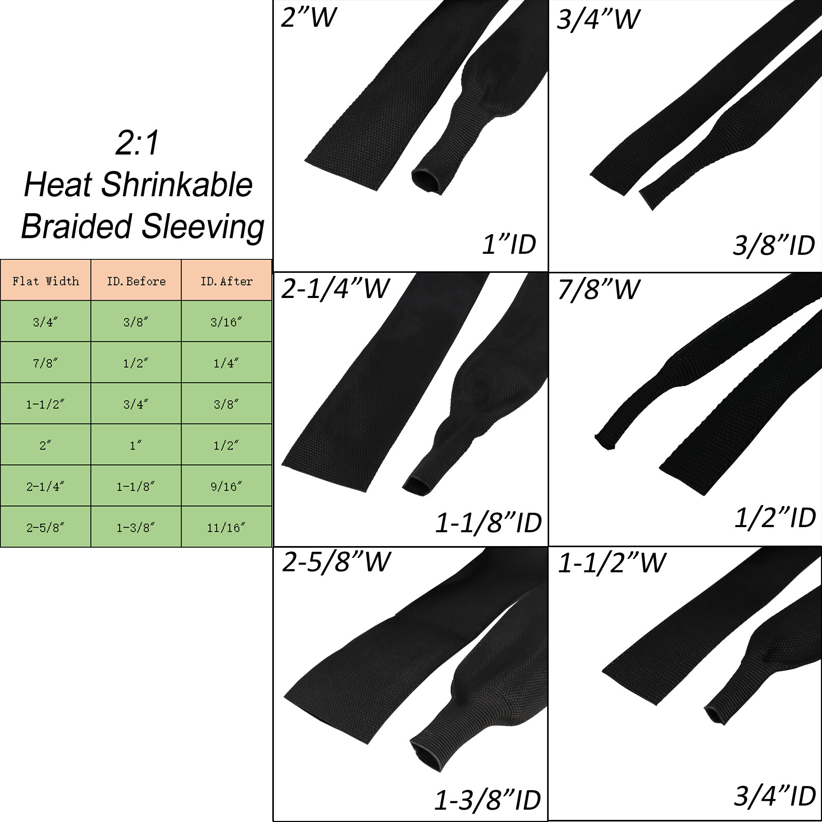 Heat Shrinkable Braided Sleeving Electric Wire Loom Cable Harness Wrap Protector