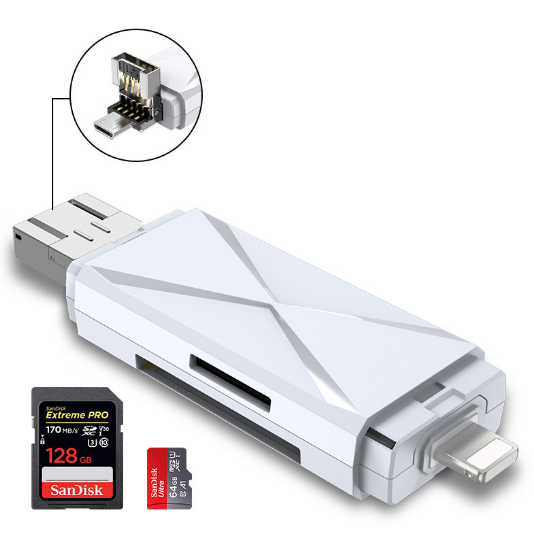Multifunction Portable Memory Card Reader USB/Micro-USB TF SD OTG Card Reader