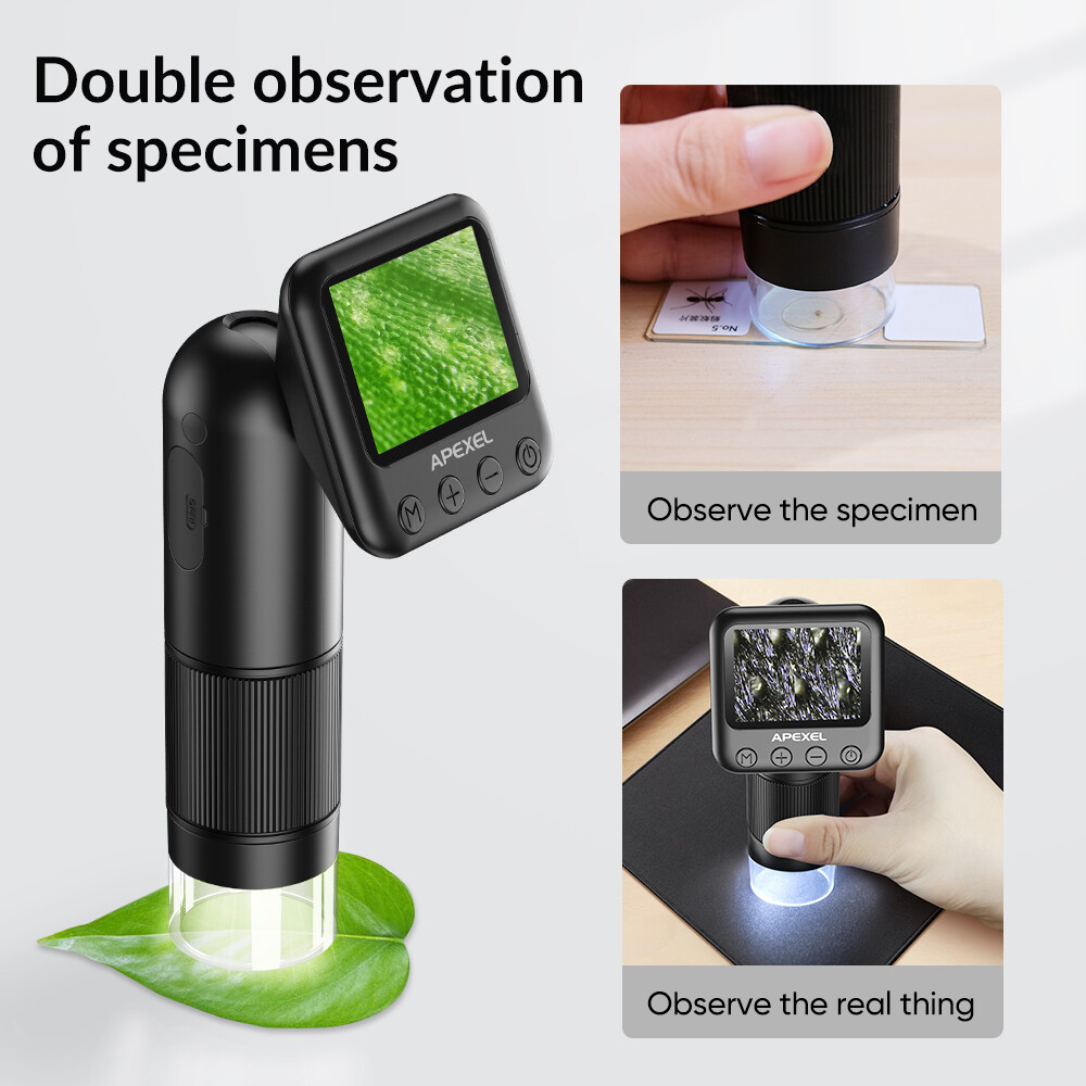 APEXEL Handheld Digital 400-800X Magnification Microscope LCD Screen for observe
