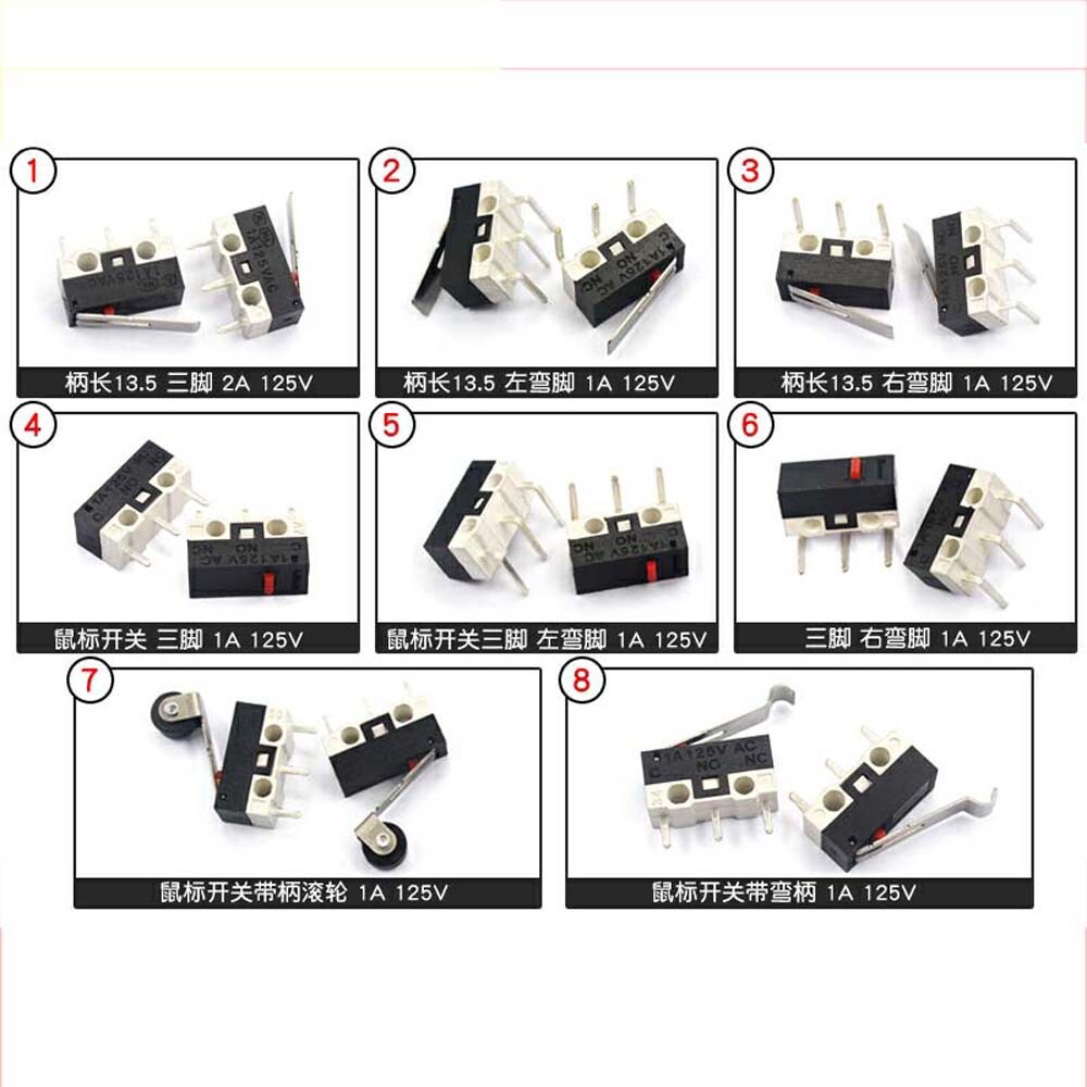 Ultra Mini Microswitch 1A 125V AC Limit Switch Mouse Button or Lever 3D Printer