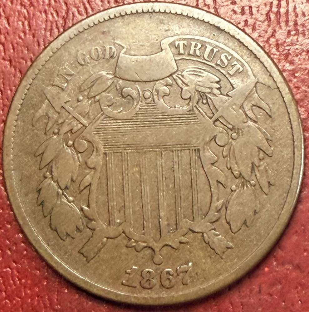 1867 Two Cent Piece. Better Grade. Free Shipping