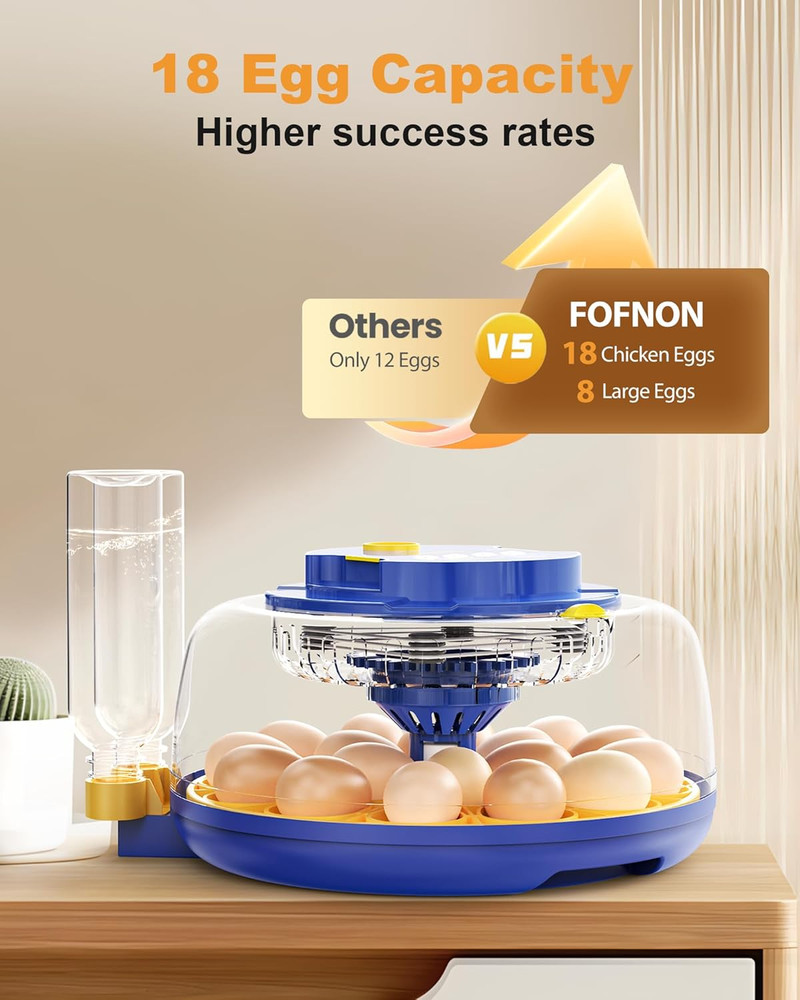 18 Egg Incubator with Auto Turning & Humidity Control for Hatching Chickens & Mo