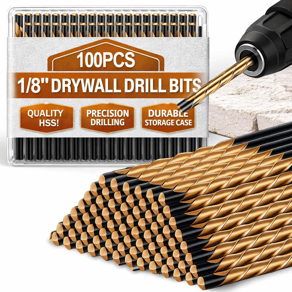 100 Pcs Drywall Rotor Tips 1/8" Drywall Router Drill Bits HSS Guidepoint Cutting