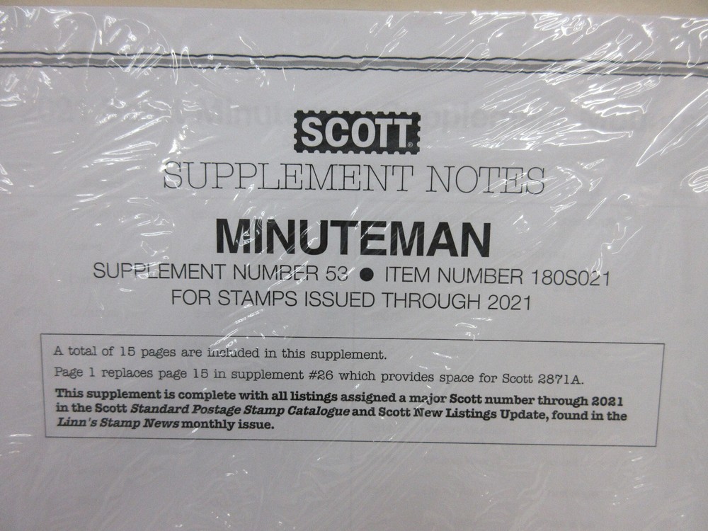 2021 Scott U.S. Minuteman 15-Page Stamp Supplement Notes #53 - Item #180S021