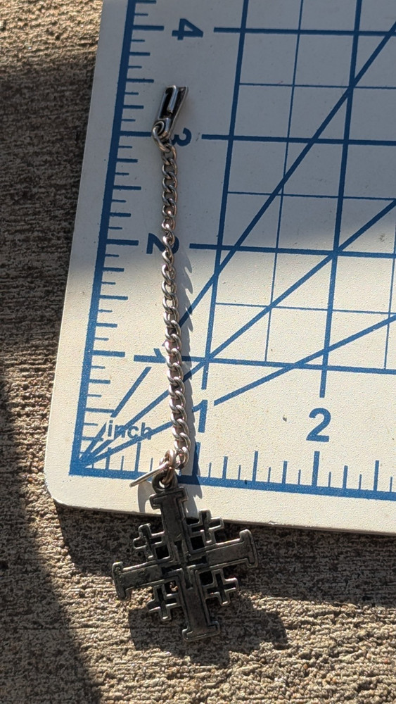 WW2 STERLING SILVER Dog Tag CHARM JERUSALEM CRUSADERS CROSS