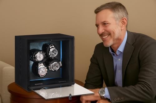 Automatic Watch Winder with 4 Quiet Running Motor,Storage Case for H-Black