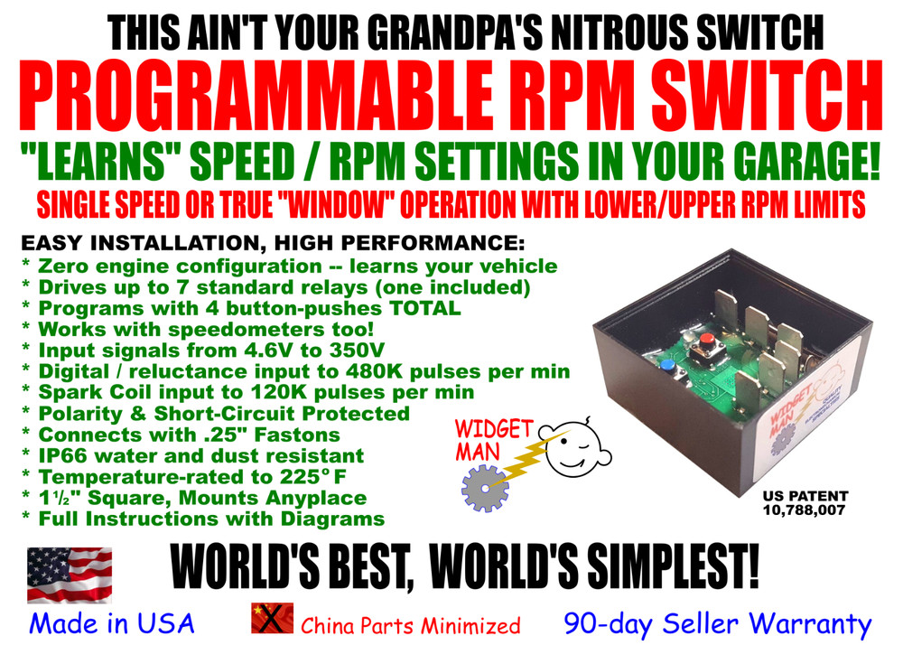 RPM SPEED SWITCH, Single or Window, learns everything it needs from your engine!