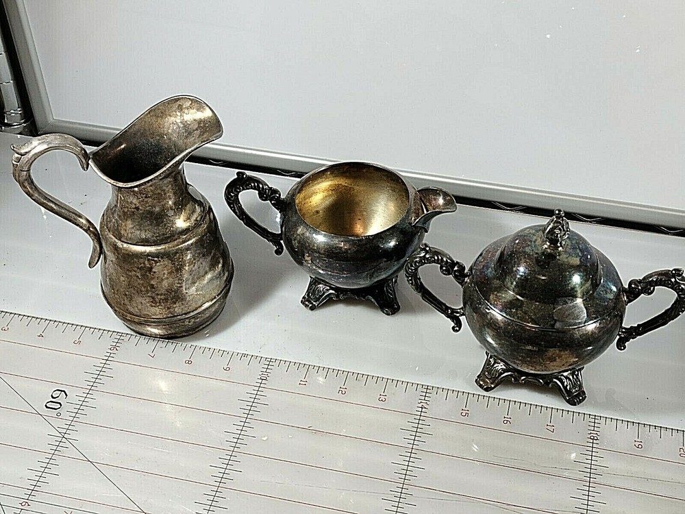 Silver Plate Pitcher Creamer and Sugar