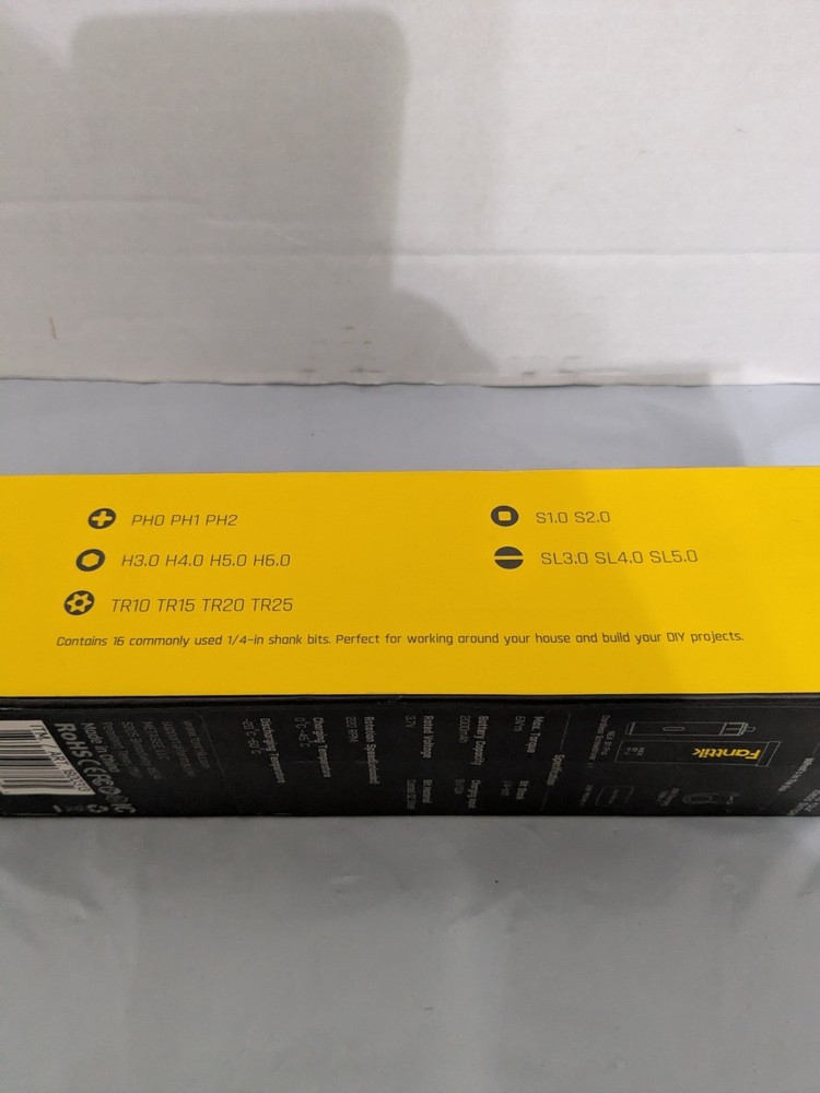 Fantik Cordless Screwdriver W/ Bits And Case Black