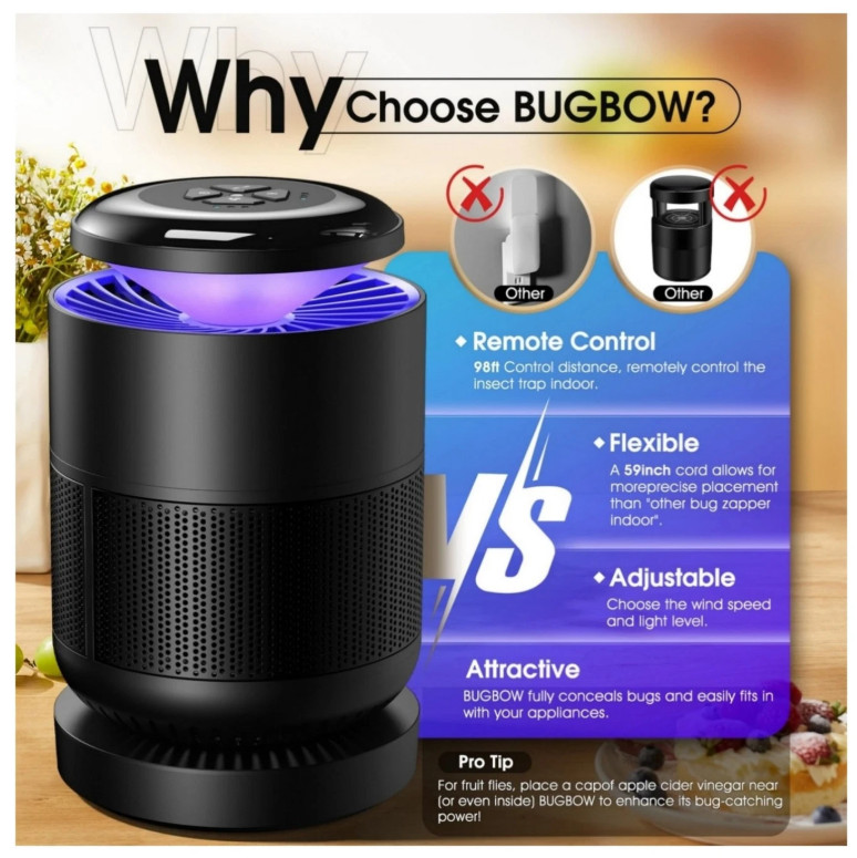 Fruit Fly Traps for Indoors, Bug Light Trap Indoor, Remote Control