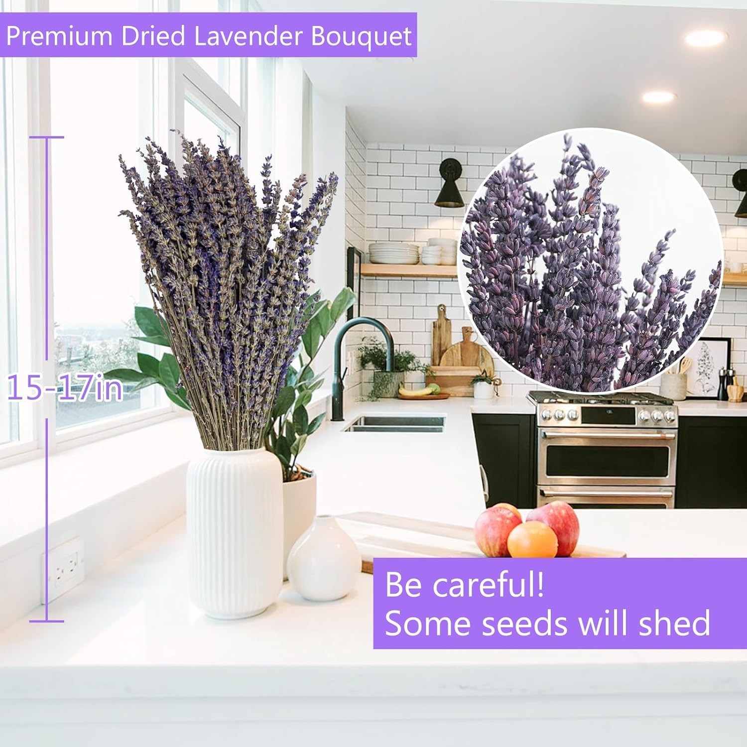 Dried Lavender Bundles, Natural Dried Lavender Flowers 520-560 Stems 16“ for ...