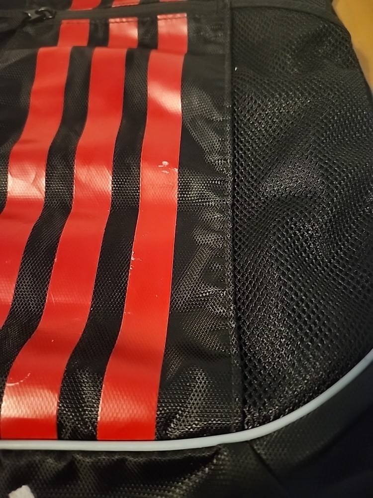 Adidas Fat Stripes Sackpack Drawstring Bag Zip Pockets Red Black Backpack Bag