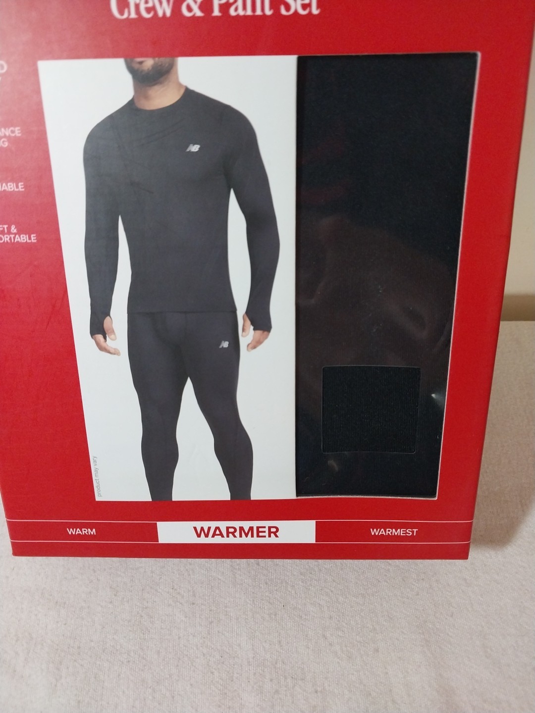 2-Piece Set New Balance Midweight Base Layer Crew / Pant Men Medium Black SEALED