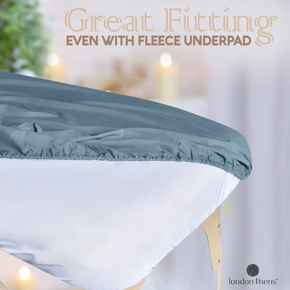 London Linens Soft Microfiber Massage Table Sheets 3 Piece Set - Light Blue