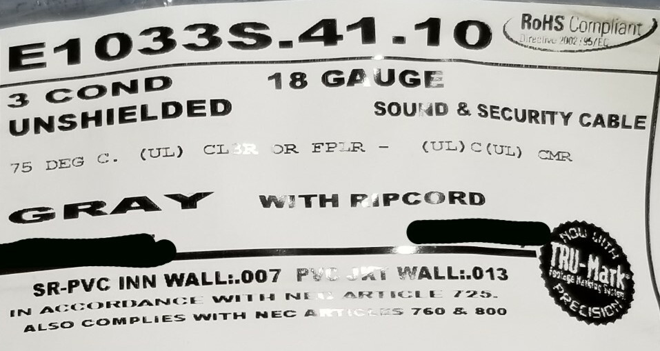 Carol E1033S 18/3C Bare Copper Sound/Security/Alarm Cable Riser Gray /100ft