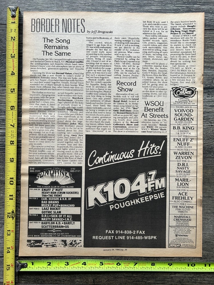 KISS Concert Ad Advert ACE FREHLEY Trouble Walkin 1990 Chance NY Vintage Kiss