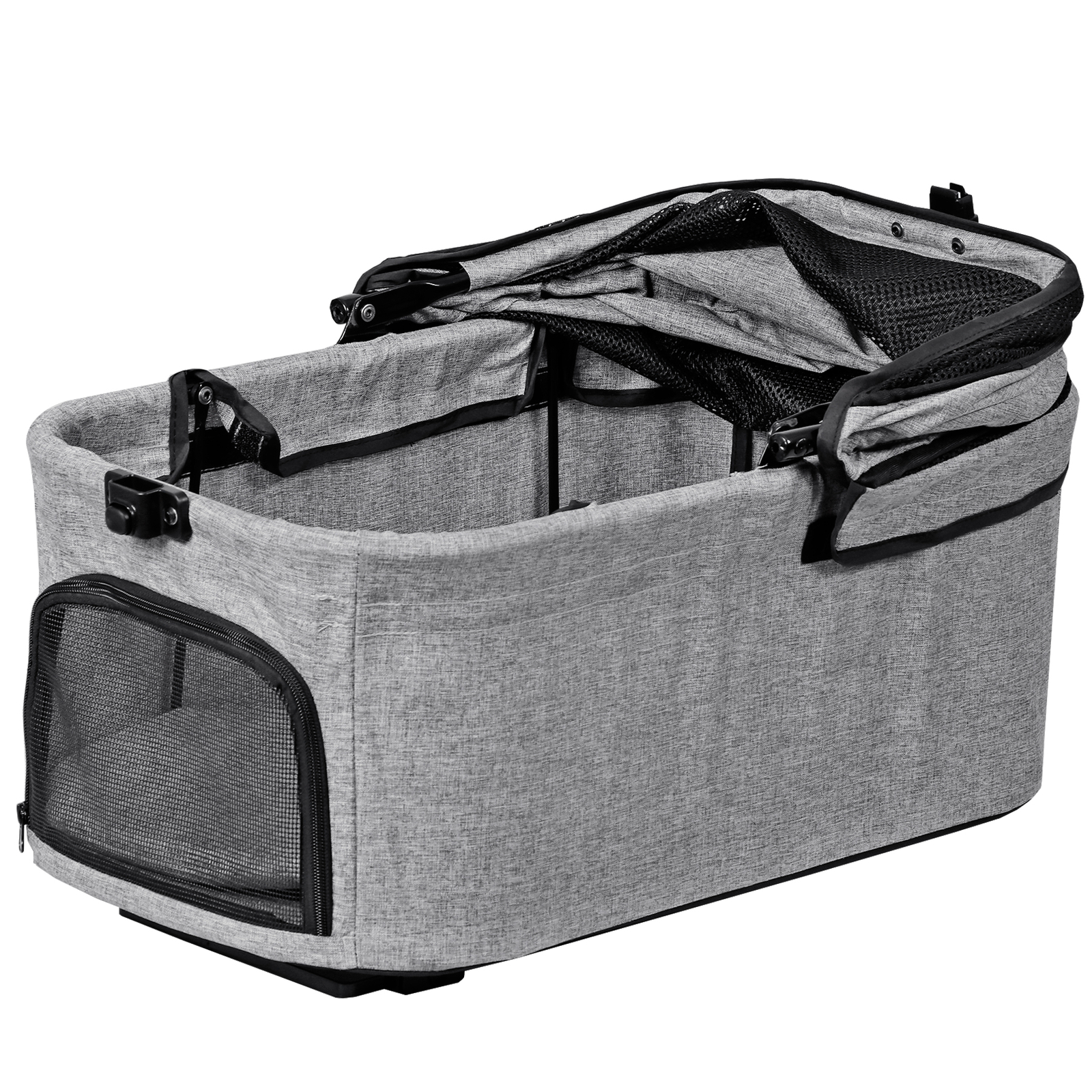 Pet Stroller Foldable Dog Cat Jogger Stroller w/4 Wheel & Detachable Basket Gray