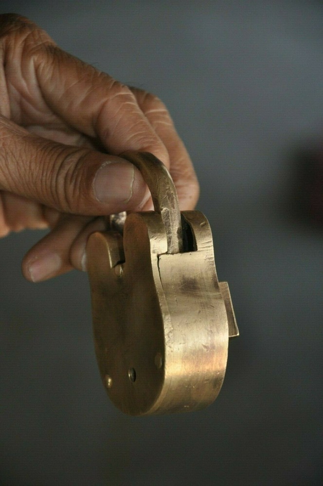 Vintage Brass Handcrafted Fine Quality Engraved Solid Padlock