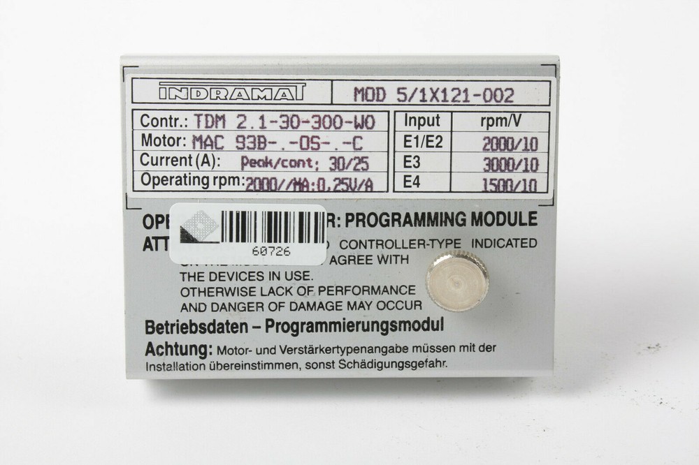 Indramat MOD 5/1X121-002 Programming Module #60726