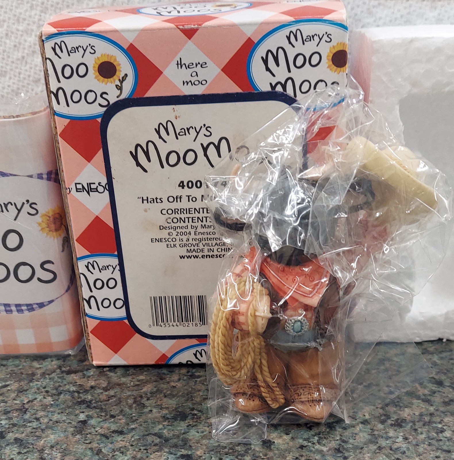 Vtg Mary’s Moo Moos Figurine RARE Hat's Off To Moo, Buckaroo! NIB