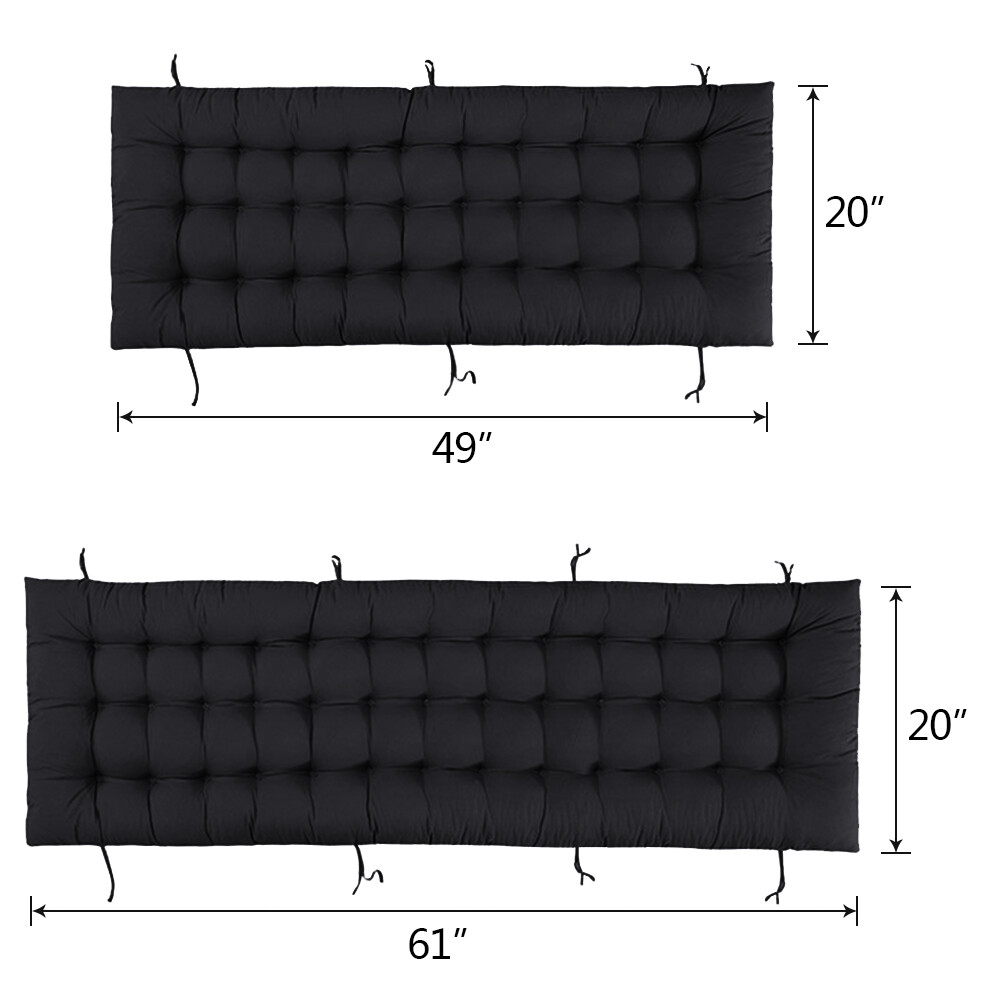 Chaise Lounge Cushion 49" 61" Indoor Outdoor Rocking Chair Sofa Cushion w/ Ties